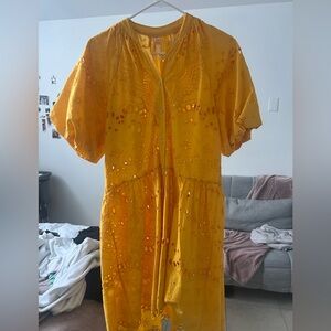 Anthropologie Yellow Eyelet Dress